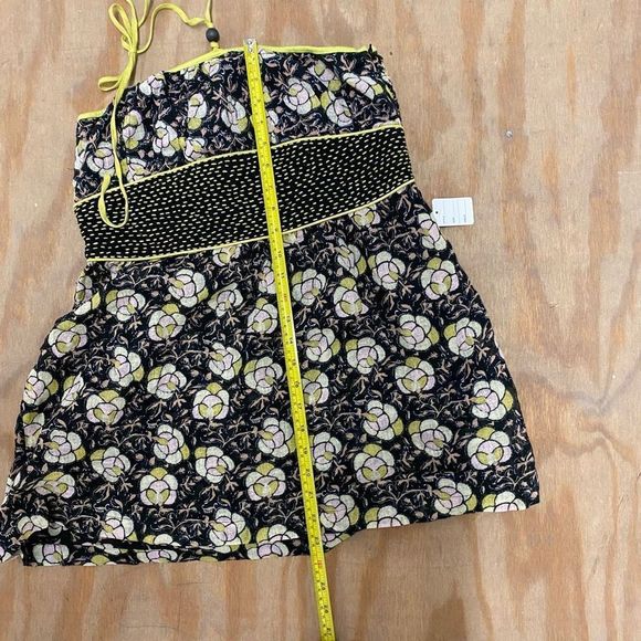 Free People Linen Blend Floral Strapless Halter Babydoll Blouse Top, Size 12 - Picture 8 of 8